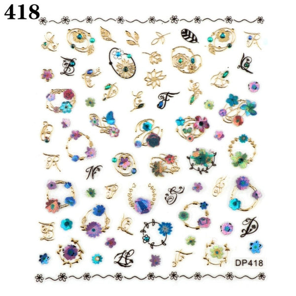 1 Sheet Adhesive Whimsical Embossed Nail Stickers (D312)
