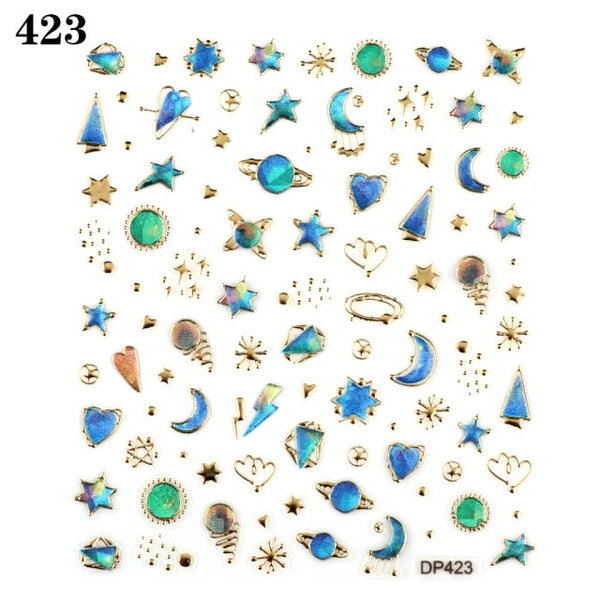1 Sheet Adhesive Whimsical Embossed Nail Stickers (D312)