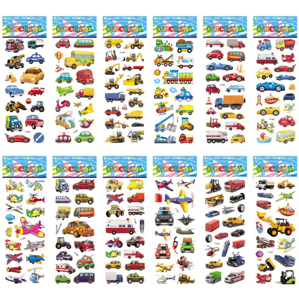 12 Sheets/Pack Varieties of Puffy Stickers (C412)