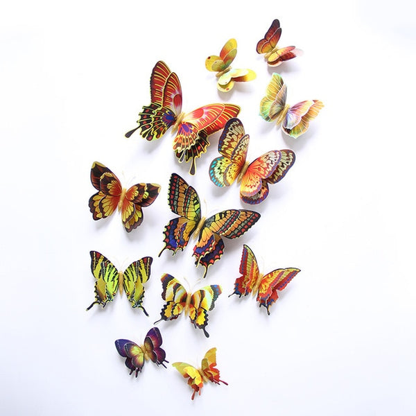 12 pcs Double Layer 3D Butterflies (B212)